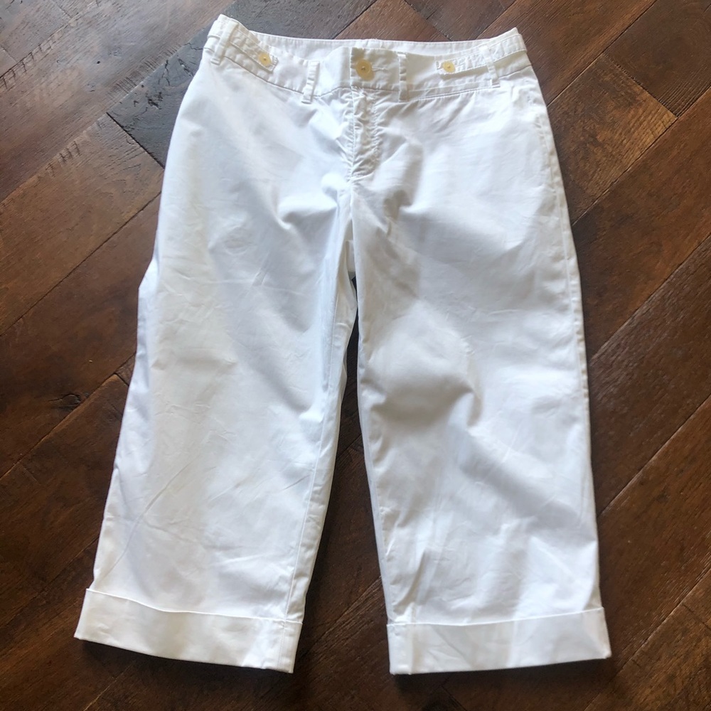 Banana Republic Lined White Capri Pants Stretch